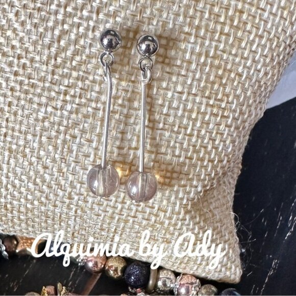 Alquimia Jewelry - Clear moonstone 925 sterling silver dangle drop earrings/ new beginnings crystal